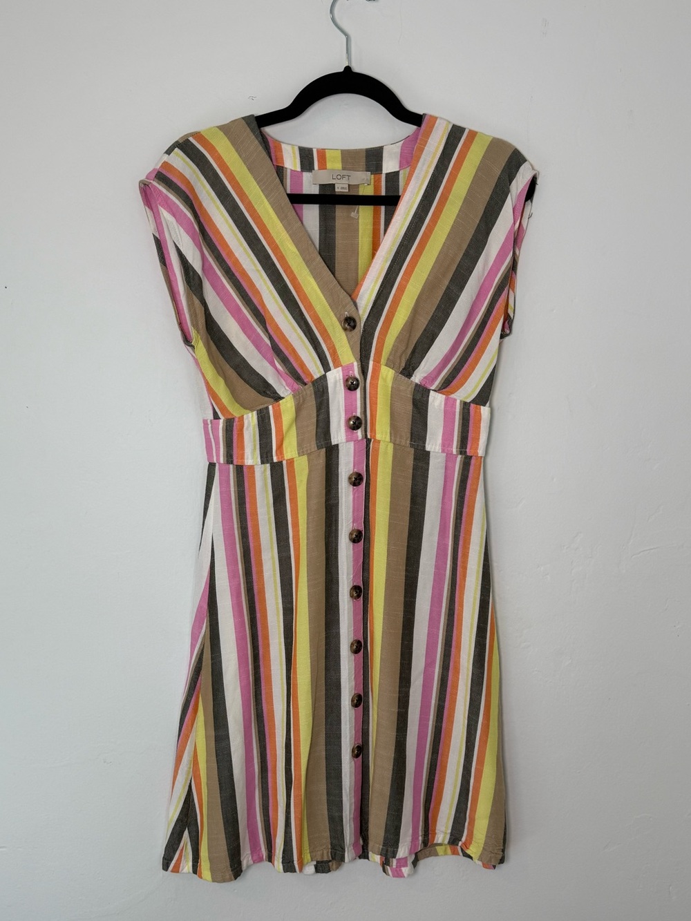 Loft striped colorful button dress